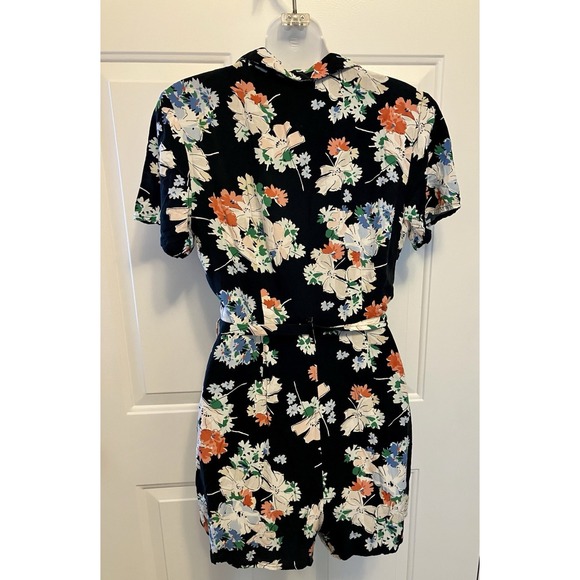 Abercrombie & Fitch‎ Size Small Women's Shorts Romper Floral Navy Blue - Picture 4 of 5